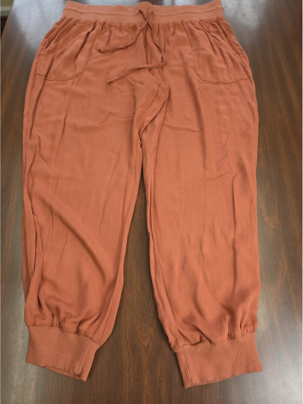 Rewash Rust Orange Drawstring Jogger Pants Boho Casual Lounge Earthy Tones XL